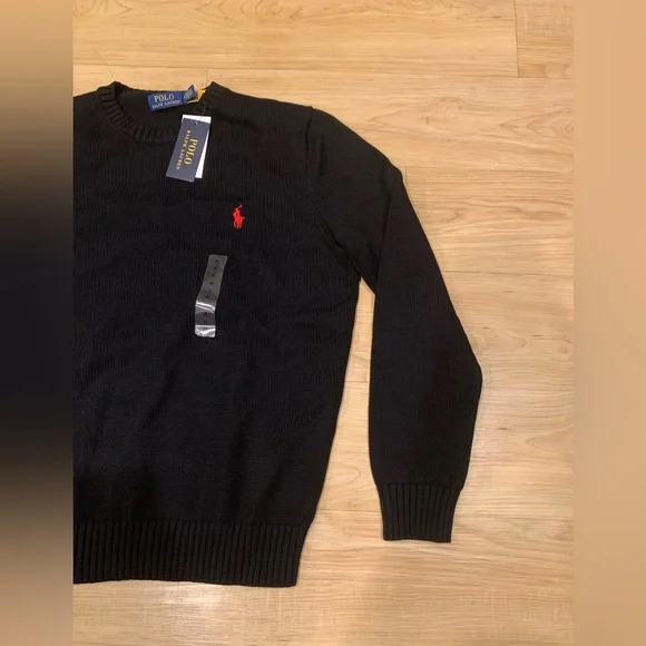 Polo Ralph Lauren Men’s Cotton Knit Crewneck Embroidered Pony Sweater Black M-XL